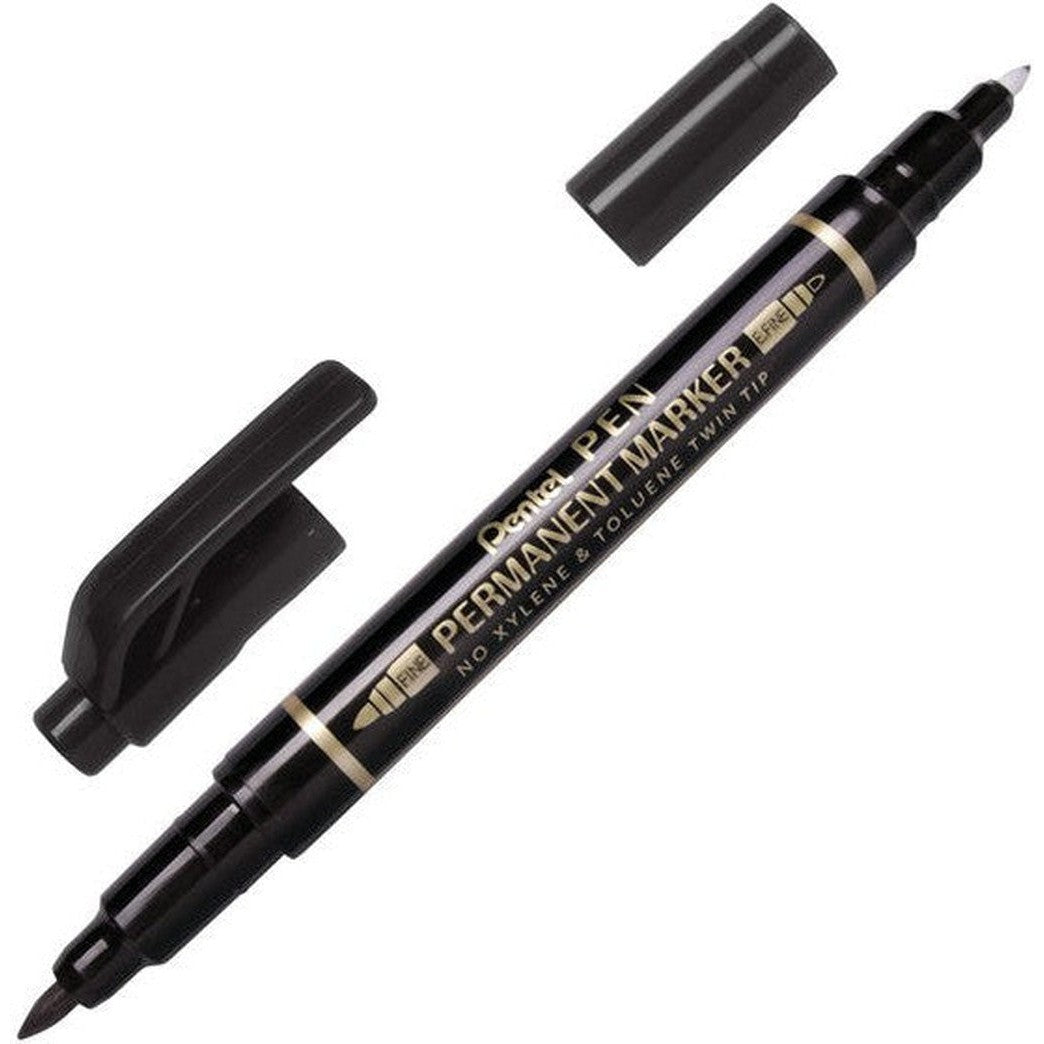 Pentel N75W Permanent Marker Twin Tip-Pens-Pentel-Black-1 pc-Star Light Kuwait