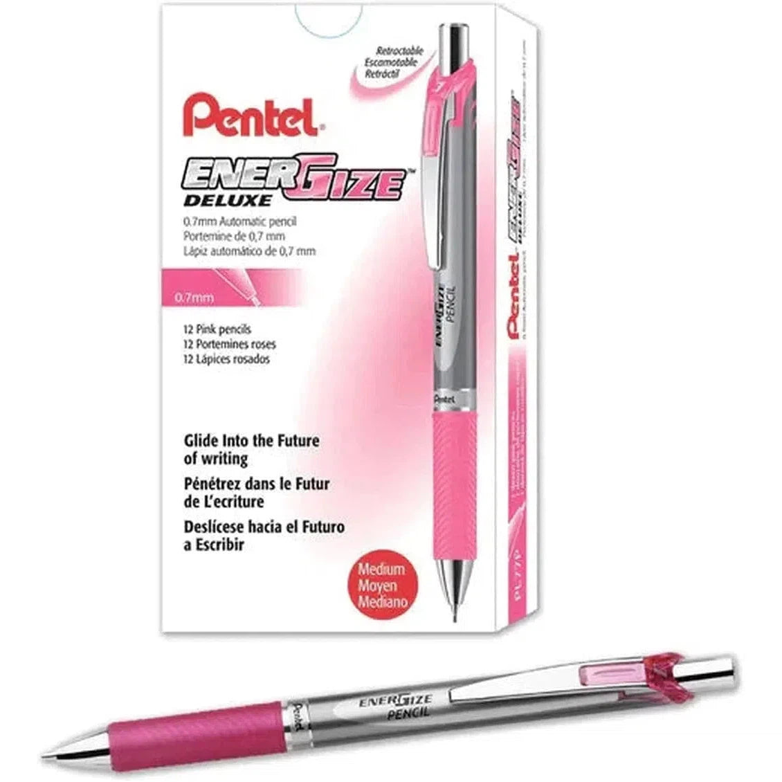 Pentel Pl77P Energize Mechanical Pencil - 0.7Mm (Pack Of 12)-Pencils-Other-Pink-Star Light Kuwait