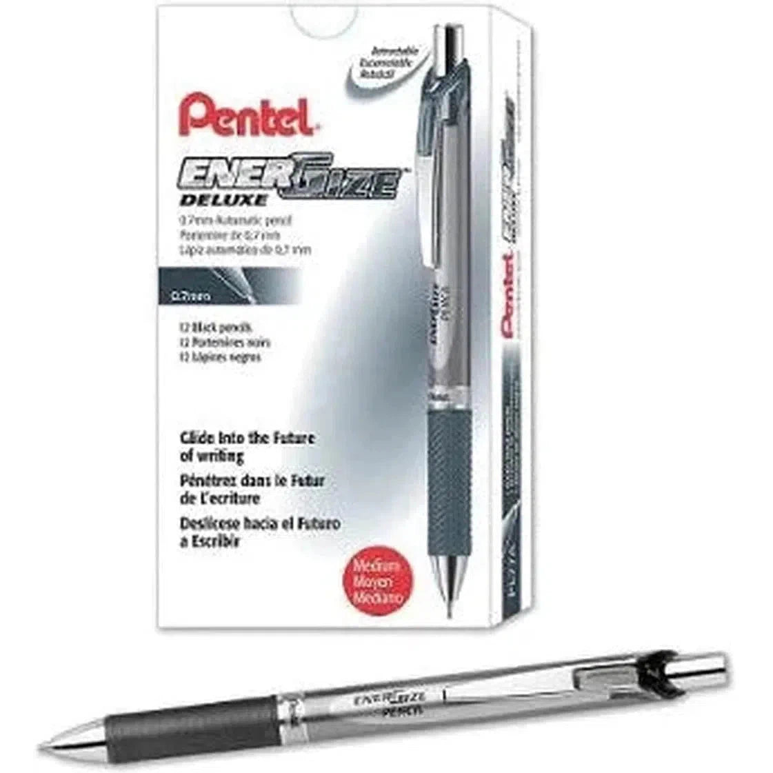 Pentel Pl77P Energize Mechanical Pencil - 0.7Mm (Pack Of 12)-Pencils-Other-Black-Star Light Kuwait