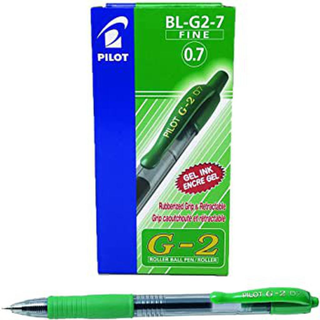 Pilot G2 Retractable Gel Roller Ball 0.7 Mm Tip Box Of 12-Pens-Other-Green-Star Light Kuwait