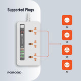 Porodo Multi-Port Power HUB 4 USB-A/USB-C Ultimate Home & Office Kit - 2Meter - White