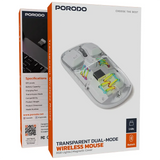 Porodo Transparent Mouse - Wireless / 1600 Dpi / 400mAh / USB-C / White