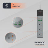 Porodo Power Strip - 3AC / 45W / 300W - Black