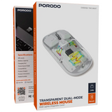 Porodo Transparent Mouse - Wireless / 1600 Dpi / 400mAh / USB-C / White