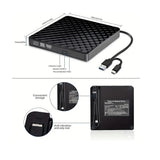 Portable DVD Writer Dual Port USB-A 3.0 / USB-C External Optical Drive