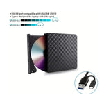 Portable DVD Writer Dual Port USB-A 3.0 / USB-C External Optical Drive