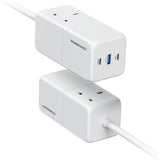 Powerology 65W Power StriP With Dual Power Sockets - White