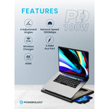 Powerology Multi-Functional Pro Hub Laptop Stand - Black