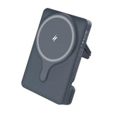 Powerology Power Bank With Magnetic Wireless Charger Car Mount - 5000mAh / USB / Type-C - Gray