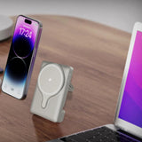 Powerology Power Bank With Magnetic Wireless Charger Car Mount - 5000mAh / USB / Type-C - Titanium