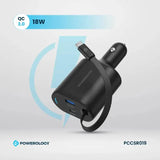 شاحن سيارة قابل للسحب من نوع Type-C من Powerology - 103 واط / أسود