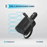 شاحن سيارة قابل للسحب من نوع Type-C من Powerology - 103 واط / أسود