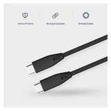 كابل شحن Powerology USB-C - USB-C إلى USB-C / طوله متران / أسود
