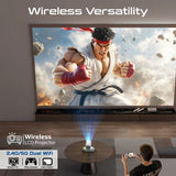 Promate 4K Compatible HD Wireless LCD Projector with Built-In Speaker & Ambient RGB light