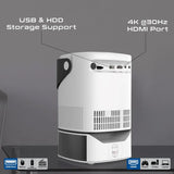 Promate 4K Ultra HD Wireless LCD Projector with Built-In Speaker & Monopod Stand