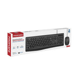 Promate ErgoComfort Wired Keyboard with Media Keys and 2400 DPI Mouse
