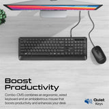 Promate Ergonomic Wired Slim Keyboard with Palm Rest and 2400 DPI Mouse