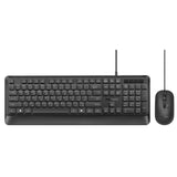Promate Ergonomic Wired Slim Keyboard with Palm Rest and 2400 DPI Mouse