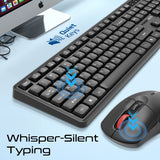 Promate Ergonomic Wireless Keyboard with Silent Keys and 5000DPI Mouse