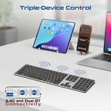 Promate Full-Size Triple-Mode Slim Wireless Keyboard w/ Scissor Keys, & Multi-Device Connectivity