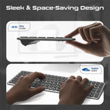 Promate Full-Size Triple-Mode Slim Wireless Keyboard w/ Scissor Keys, & Multi-Device Connectivity