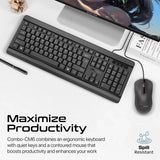 Promate Quiet Keys Wired Keyboard and 1200 DPI Mouse