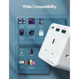 RAVPower PD 20W Wall Charger with 3 AC Plug - White