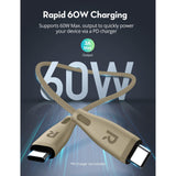 Ravpower Rp-Cb1037 60W C-C 1.2M Usb2.0 3A Cable Gold