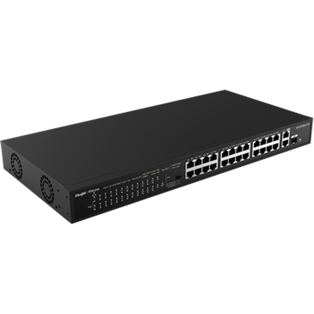 Reyee 24-Port 10/100 Mbps With 2-Port Gigabit Rackmount Poe Switch Rg-Es126S-Lp-Ruijie Switches-Ruijie-Star Light Kuwait