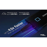 قرص صلب محمول سامسونج T7 Touch بسعة 1 تيرابايت، بمنفذ USB-C، أسود اللون - سرعة نقل بيانات 1050 ميجابايت/ثانية