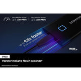 SAMSUNG 2TB T7 Touch Portable SSD USB-C, (1050MB/s) - Black
