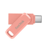 SanDisk 256GB Ultra Dual Drive Go USB-C Flash Memory, 150MB/s (Peach)