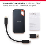 SanDisk Extreme Portable 2TB, 1050MB/s IP65 Water/dust Resistance, External SSD Black (SDSSDE61-2T00-G25)