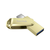 محرك أقراص SanDisk Ultra Dual Drive Luxe بسعة 512 جيجابايت، منفذ USB 3.2 من النوع C، سرعة قراءة تصل إلى 400 ميجابايت/ثانية، تصميم معدني فاخر - ذهبي