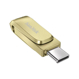 محرك أقراص SanDisk Ultra Dual Drive Luxe بسعة 512 جيجابايت، منفذ USB 3.2 من النوع C، سرعة قراءة تصل إلى 400 ميجابايت/ثانية، تصميم معدني فاخر - ذهبي