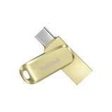 محرك أقراص SanDisk Ultra Dual Drive Luxe بسعة 512 جيجابايت، منفذ USB 3.2 من النوع C، سرعة قراءة تصل إلى 400 ميجابايت/ثانية، تصميم معدني فاخر - ذهبي