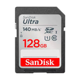 بطاقة SanDisk Ultra SDHC UHS-I وبطاقة SDXC UHS-I – سعة 128 جيجابايت / سرعة 140 ميجابايت/ثانية