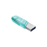 محرك أقراص فلاش SanDisk iXpand Flip - سعة 128 جيجابايت / منفذ USB 3.1 من الجيل الأول / منفذ Lightning / لون النعناع المثلج