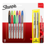 Sharpie Permanent Marker Fine Point 12 Set + 2 Metallic