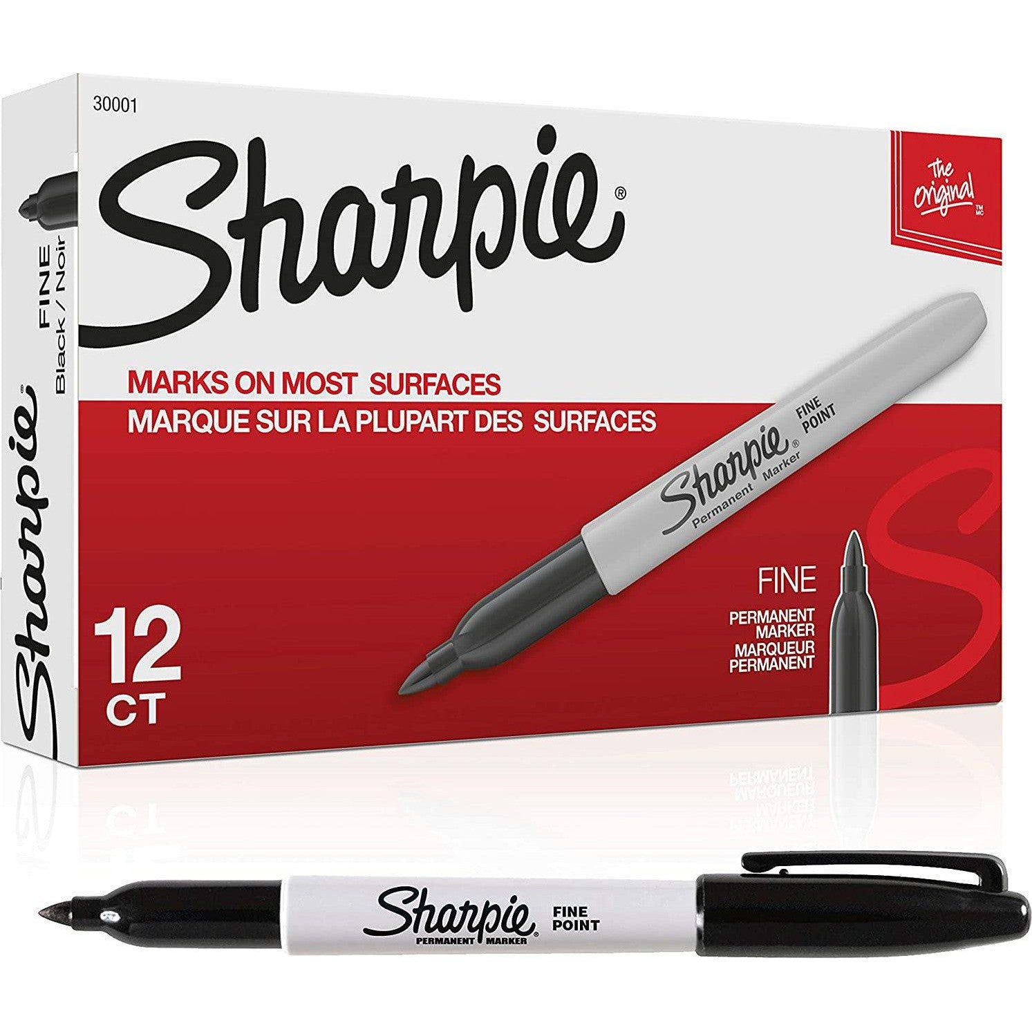 Sharpie Permanent Markers, Fine Point, Black, 12 Count-Pens-Other-Star Light Kuwait