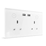 Smart Double Wallmont Socket With USB Wi-Fi - White