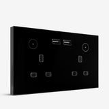 Smart Double Wallmount Socket With USB Wi-Fi - Black