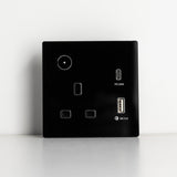 Smart Single Wallmount Socket With USB WI-Fi - Black