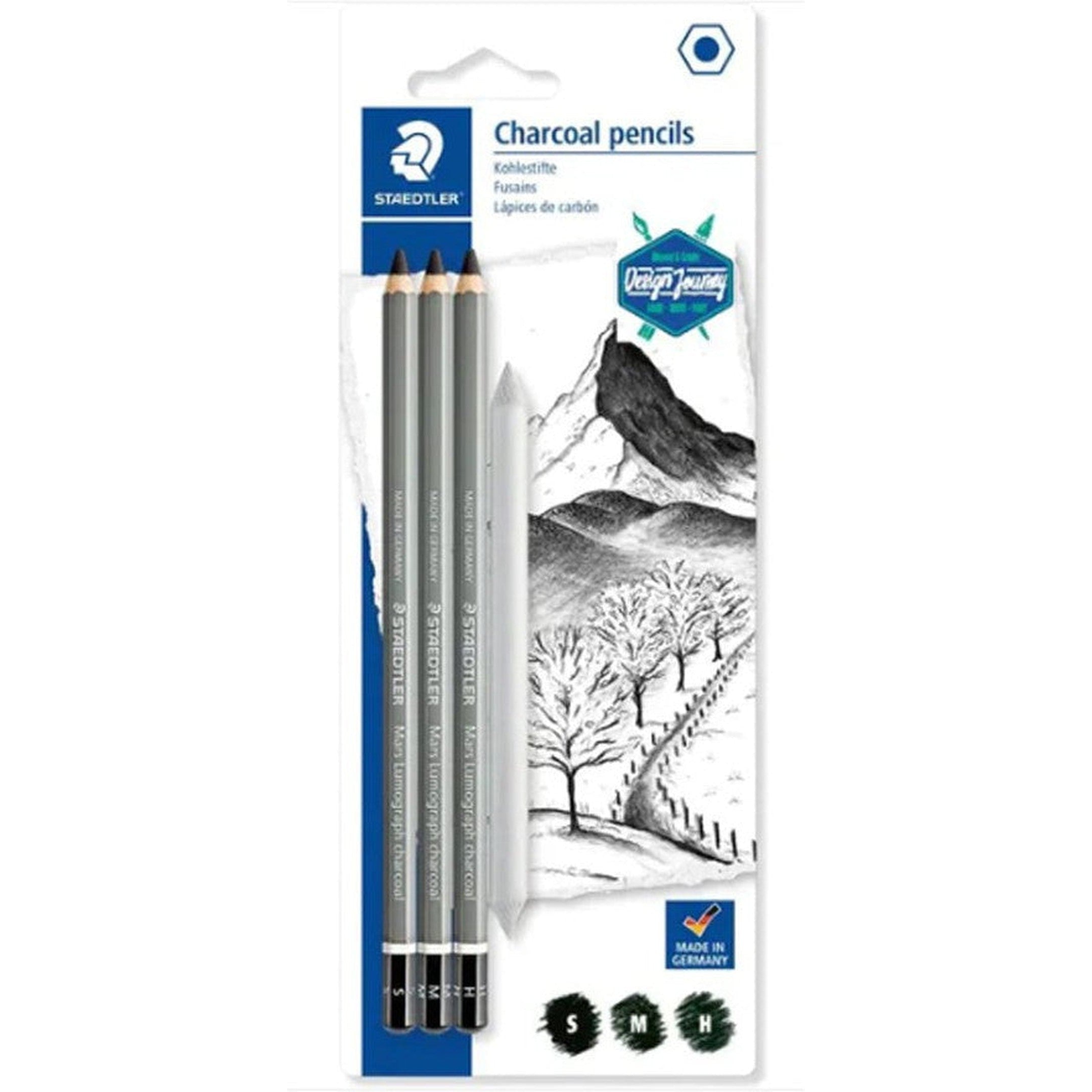 Staedtler Charcoal Pencils Pack Of 3-Pencils-Staedtler-Star Light Kuwait