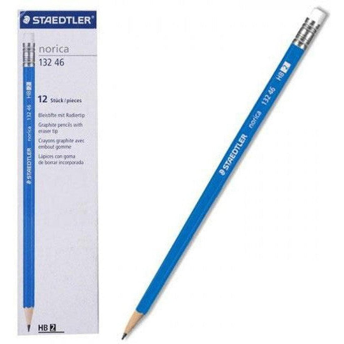 Staedtler Norica Graphite Pencil With Eraser Tip - 132 46 - Hb 2 (12Pcs/Pkt)-Pencils-Staedtler-Star Light Kuwait