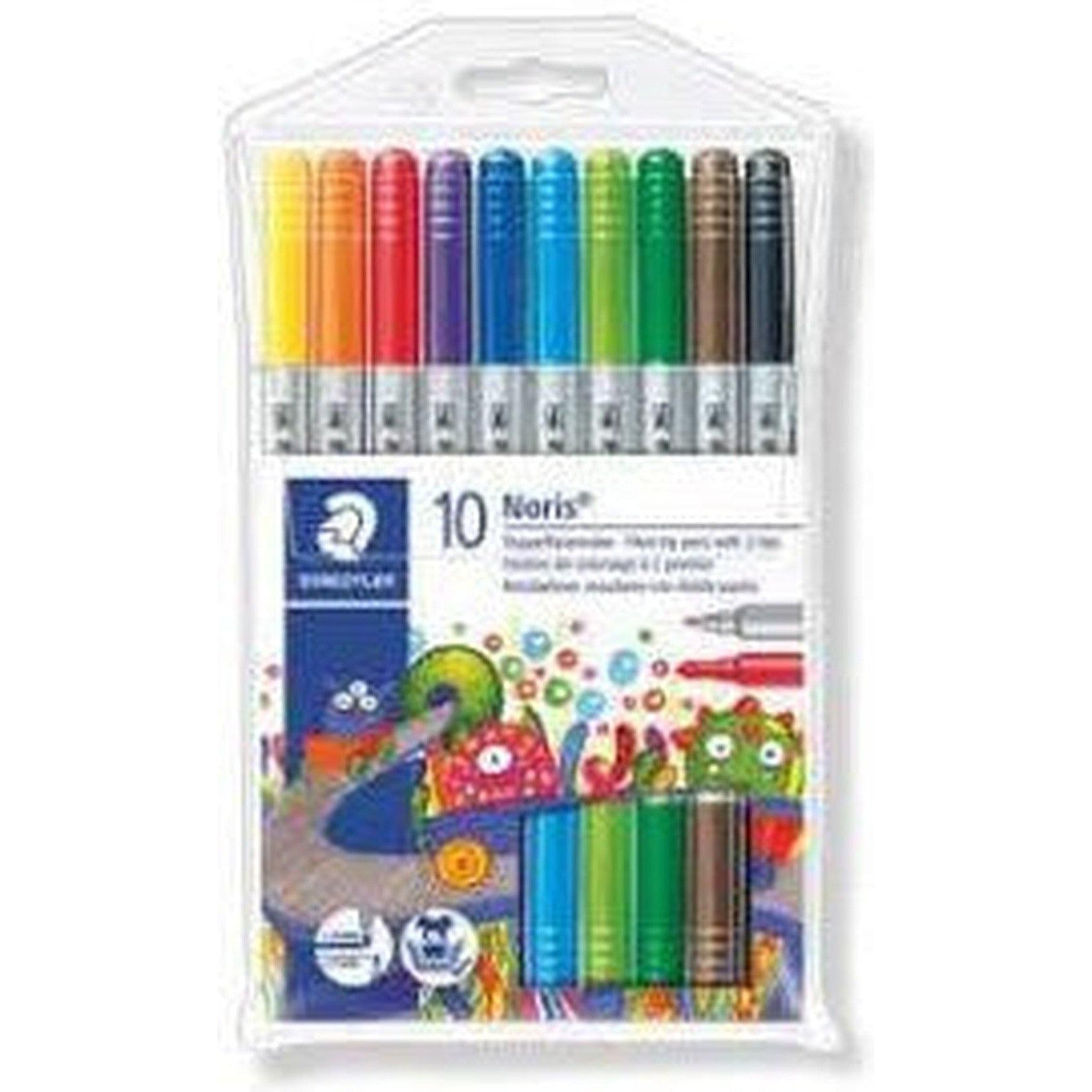 Staedtler Noris Fibre Tip Pens Two Tips Set Of 10-Pens-Staedtler-Star Light Kuwait