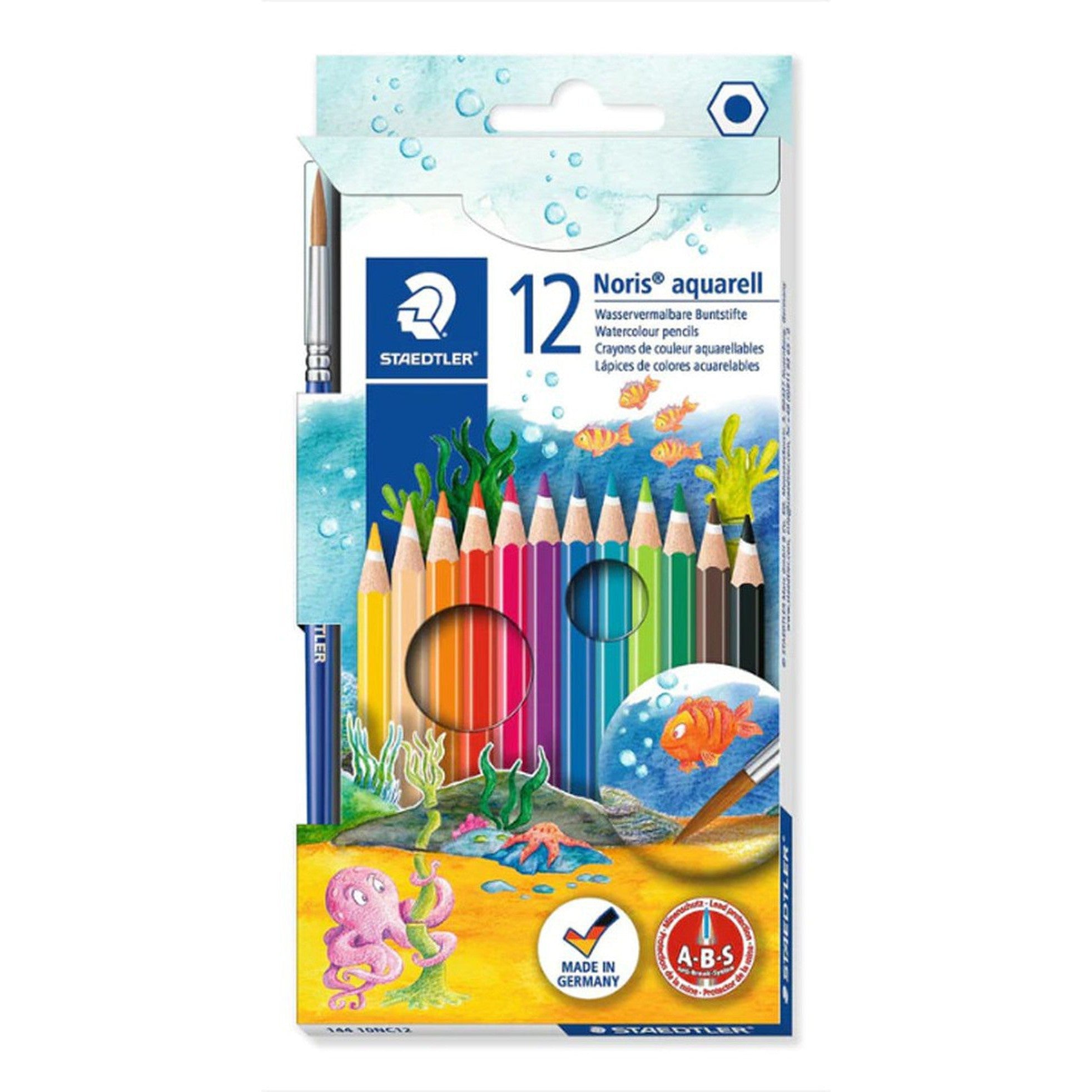 Staedtler Noris® Watercolour Pencils With Brush 12 Colors-Art Sets And Material-Staedtler-Star Light Kuwait