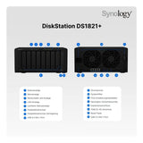 Synology DiskStation DS1821+ - SATA / 8-Bays / USB / LAN / eSATA / Desktop