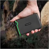 قرص صلب خارجي TRANSCEND STOREJET بسعة 2 تيرابايت ومنفذ USB 3.1 بحجم 2.5 بوصة (رمادي داكن)