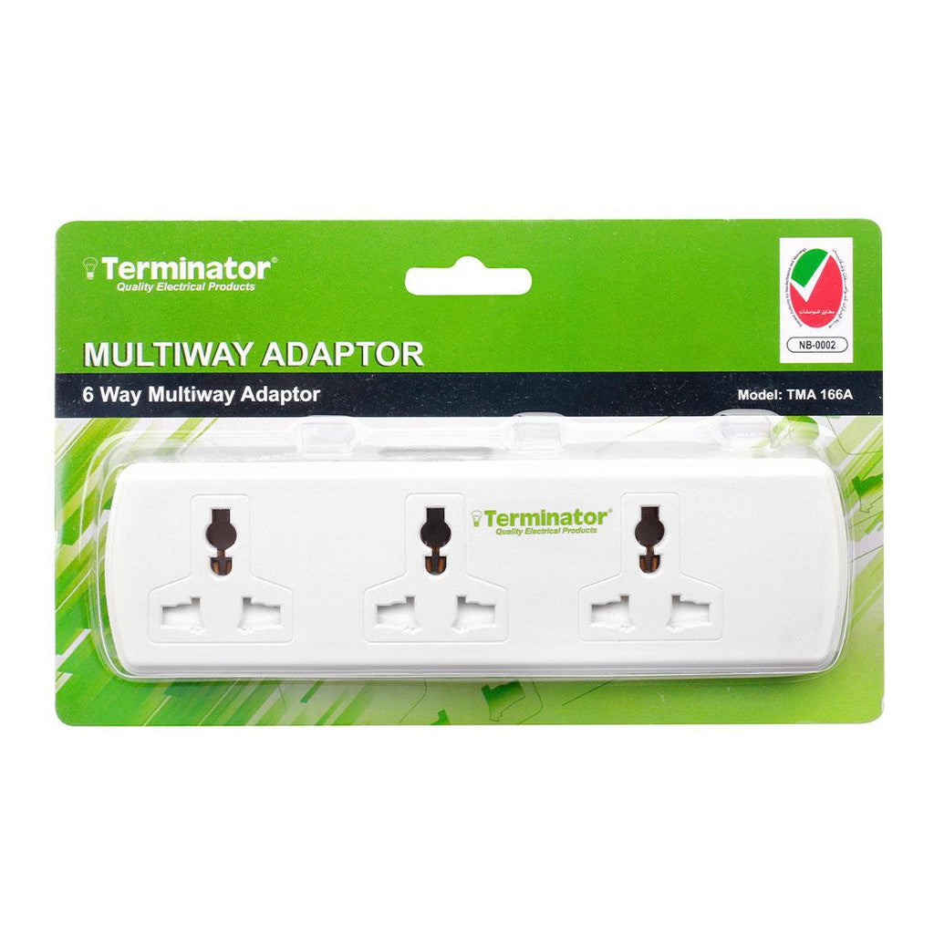 Terminator 6 Way Universal T Socket Multi Adaptor – Star Light Kuwait
